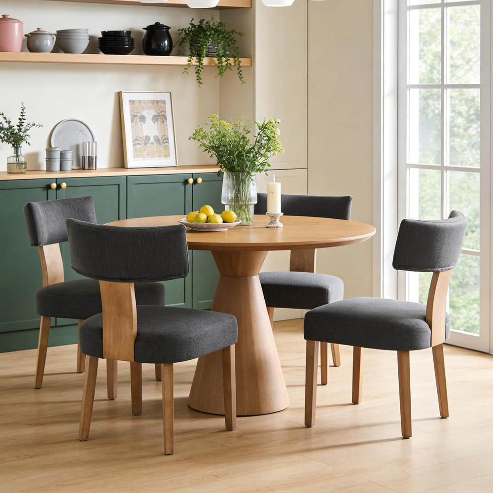 Upholstered Dining Chairs Set of 6, Mid-Century Modern Dining Chairs with Woo...