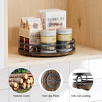 LAMU 9'' Lazy Susan Turntable Organizer for Cabinet, Round Wood Lazy Susan for Table Top, Kitchen, Countertop, Pantry, Spice, Bathroom Vanity, Coffee, Farmhouse Decor