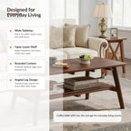 Foldable Coffee Table with Storage Shelf, Walnut Wood 47"