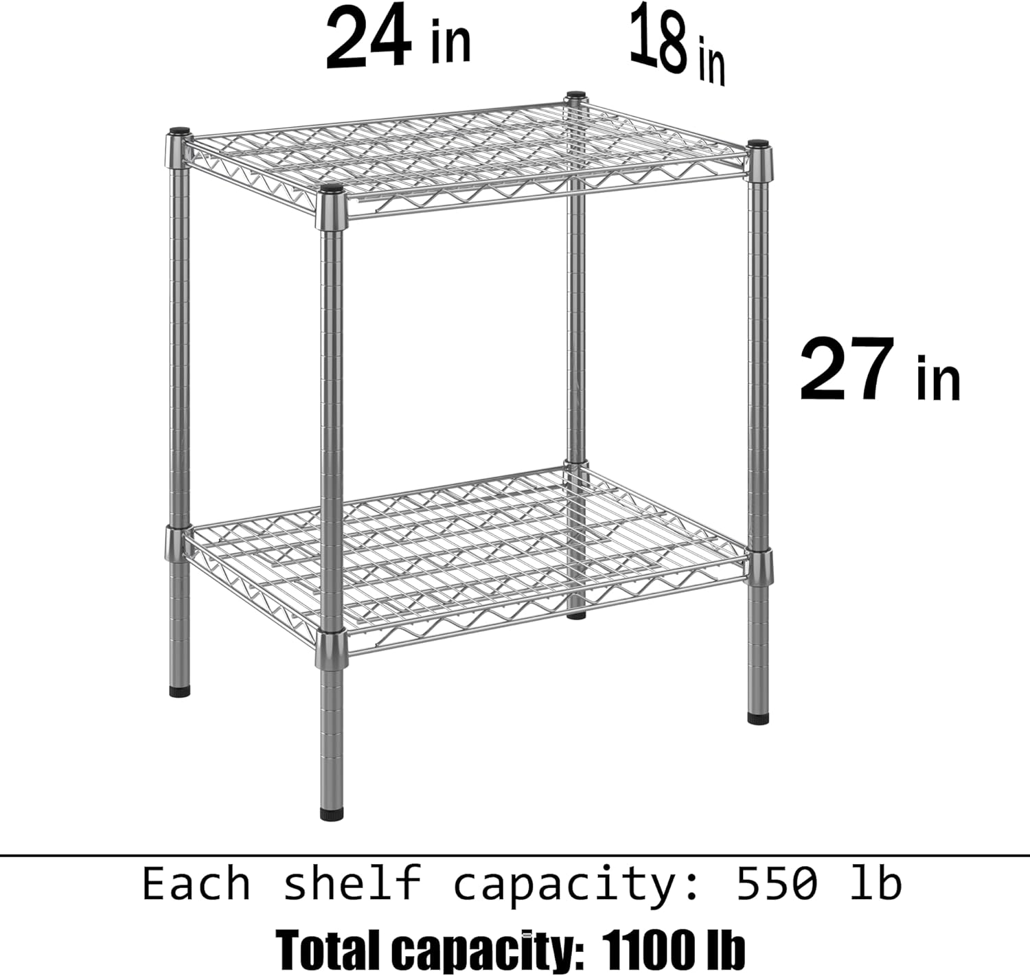 18" Deep x 24" Wide x 27" Height Wire Shelving Kit | 2-Tier | NSF Commercial Storage Rack Unit