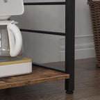 SogesPower Kitchen Baker's Rack, 3-Tier Microwave Stand Storage Rack with Different Height,Vintage Coffee Station with 5 Hooks,Organizer Workstation for Kitchen, Living Room and Corridor