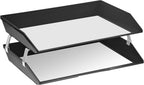 Acrimet Facility 2 Tier Letter Tray, Side Load, Letter Size/A4, Desktop File Organizer, Plastic (Black Color)