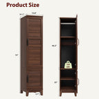 Heavy Duty Wooden Armoire Wardrobe Closet – 2 Doors, 72" Tall, Hanging Rod, 18 Adjustable Shelves, Narrow Bedroom Storage Organizer – Walnut Finish, Brown