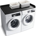 Washer Dryer Countertop with 2 Pack Storage Baskets, Wood Washer and Dryer Countertop with Non-Slip Pads/Edge Rails for Laundry Room Storage and Organization, 27.5" W x 54" L(Black)