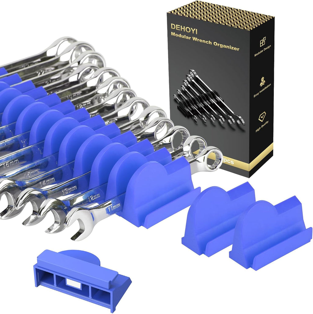 48 pcs MAGNETIC Modular Wrench Organizers for Tool Drawers - Wrench Rack with Metric&SAE Labels, Perfect Tool Storage Holder. Gift for father, brother and boyfriend (with magnet)