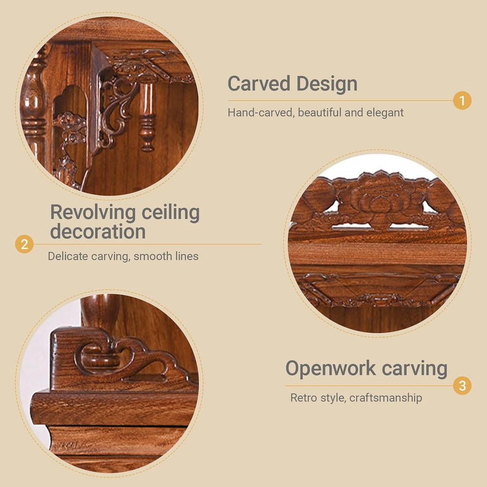 Household Wood Cabinet Personal Shrine Table with Pull-Out Storage Panel Chin...