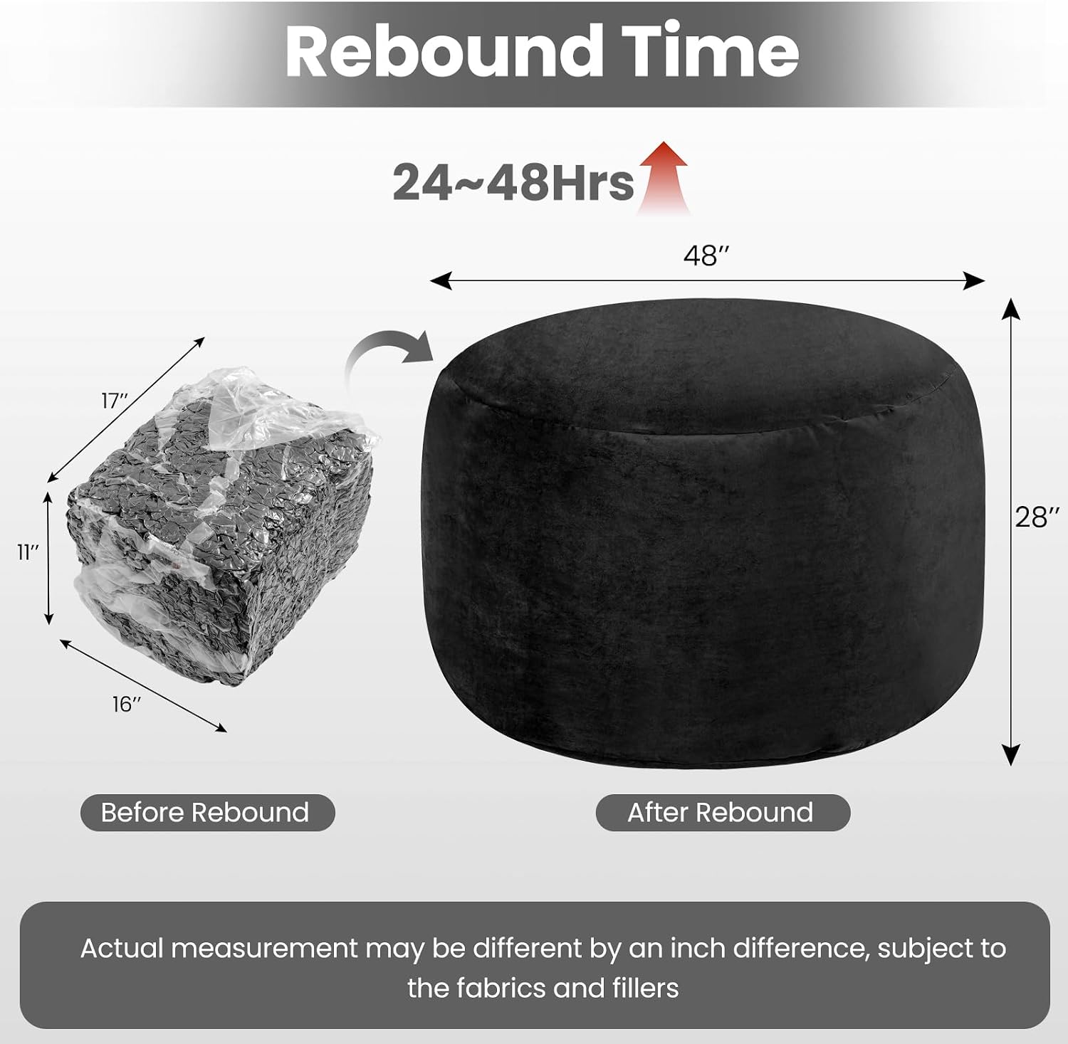 Century 3FT Bean Bag Chair - Memory Foam Filled - Removable & Machine Washable Velvet Cover - Giant Bean Bag Sofa for Adults, Teens & Kids, Perfect for Gaming, Bedroom, Living Room & Dorm (Black)