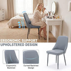 Modern Dining Chairs Set of 4, Faux Leather Upholstered Dining Room Chair Kitchen Chairs Dinner Side Chair with Curved Back and Metal Legs for Kitchen, Dining Room, Living Room, Grey