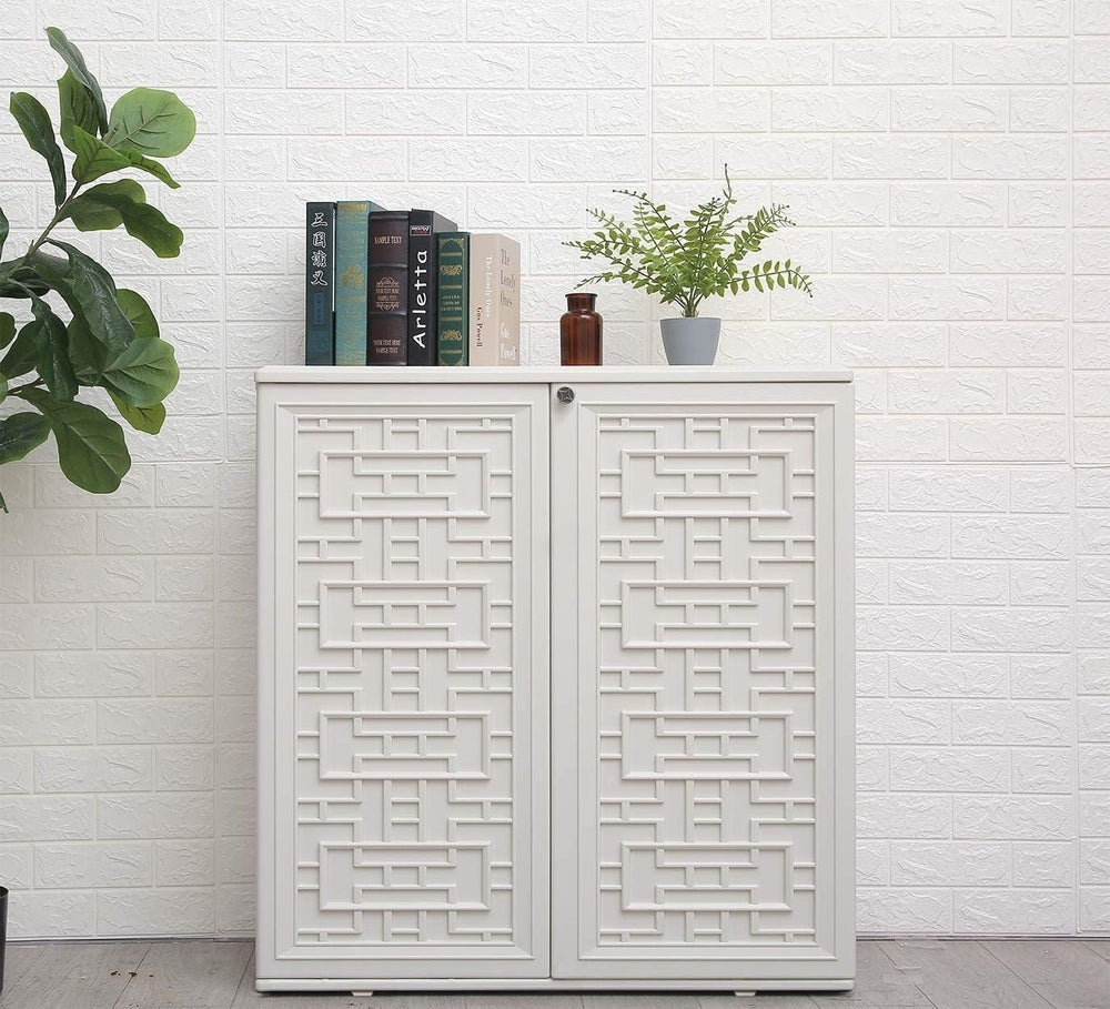 HOMSPARK Indoor/Outdoor Storage Cabinet with Doors and Shelf, 34”x15”x36” HDP...