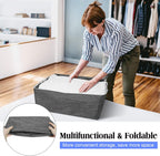 2Pack 105L Extra Large Storage Bags, Folding Comforter Blanket Storage Bags Closet Organizers and Storage Containers with Strong Handles&Zippers Clear Window for Clothes Bedding Pillow, Black