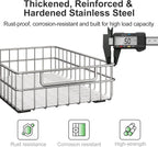 Pull out Cabinet Organizer, Stainless Steel 2-Pack Slide out Drawer with Silent Full-Extension Slides, Adhesive Roll out Can Spice Storage Basket Shelf Rack for Pantry, Kitchen, Bathroom, Home Closet