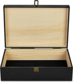 makerflo XL Black Pine Wood Memory Box with Black Felt Inside, Hinged with Clasp, Keepsake Wooden Box Ideal for Craft and Personalization (Laser Engraving, Epoxy, UV DTF, and Vinyl) – Pack of 12