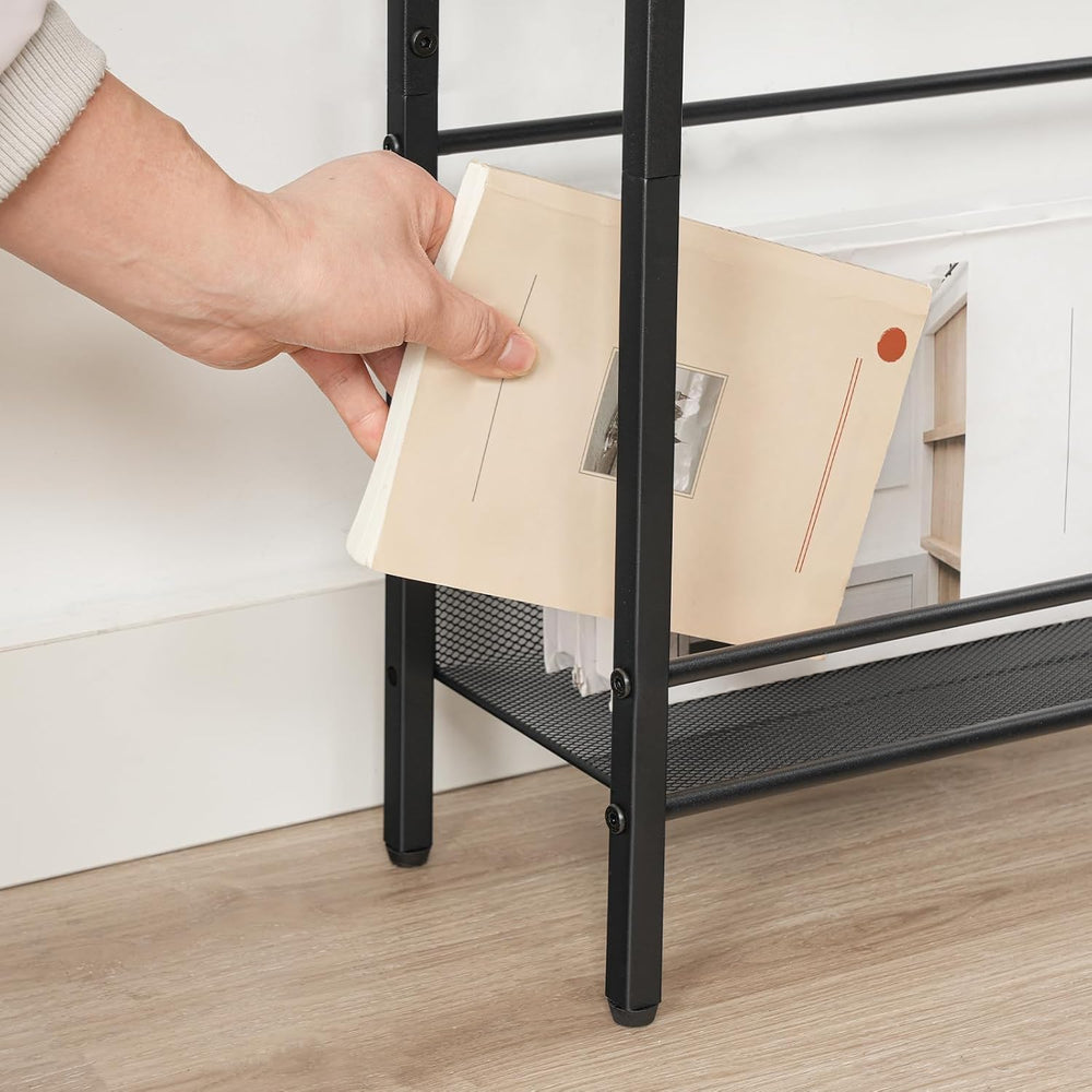 HOOBRO Small Narrow Side Table with Charging Station, Skinny End Table for Sm...