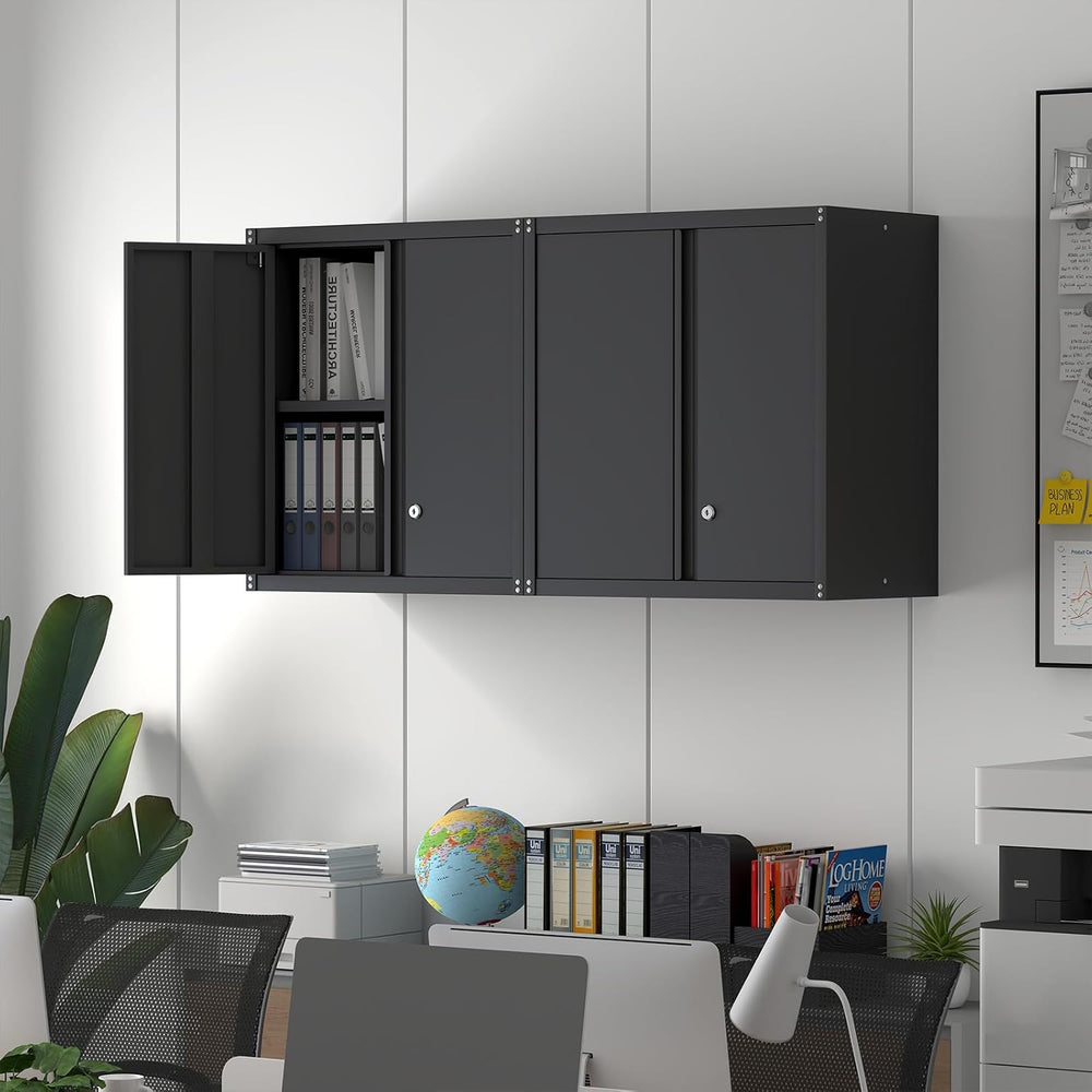 IRONFFICE Metal Storage Cabinet,Garage Wall Cabinets with Locking Doors,Black...