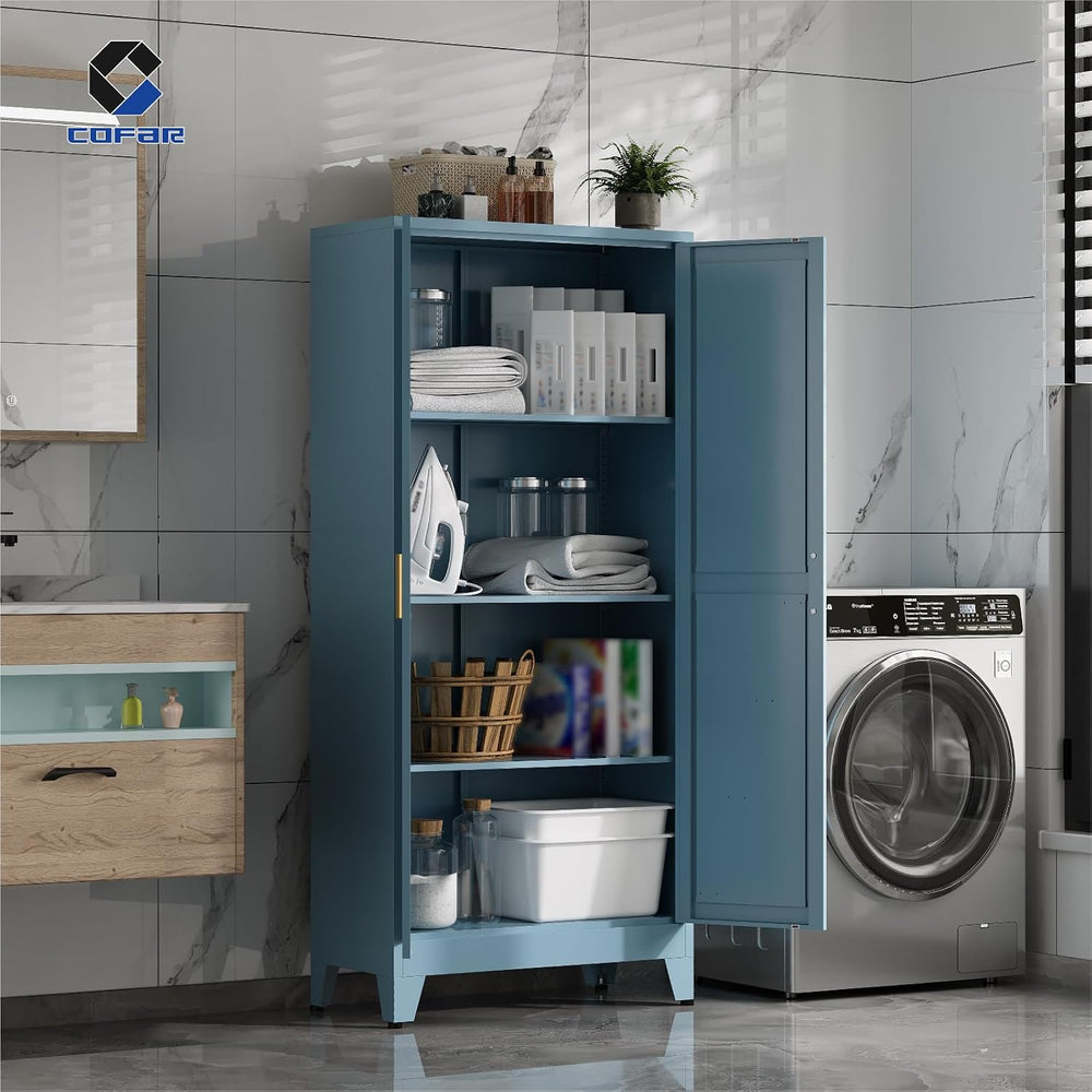 COFaR Metal Pantry Cabinet with Doors, Farmhouse 61'' Tall Storage Ca...