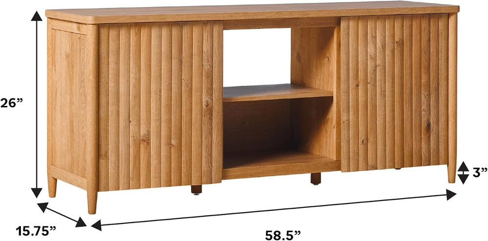 Walker Edison Scandinavian Reeded TV Stand with Storage for up to 70" TV...