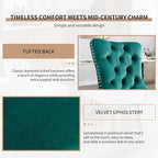 Mid Century Modern Dining Chairs Set of 2, Green Velvet Upholstered Tufted Back, Kitchen & Dining Room Chairs, Gold Metal Legs, Nailhead Trim, Sillas para Comedor (Green, 2 Pcs)