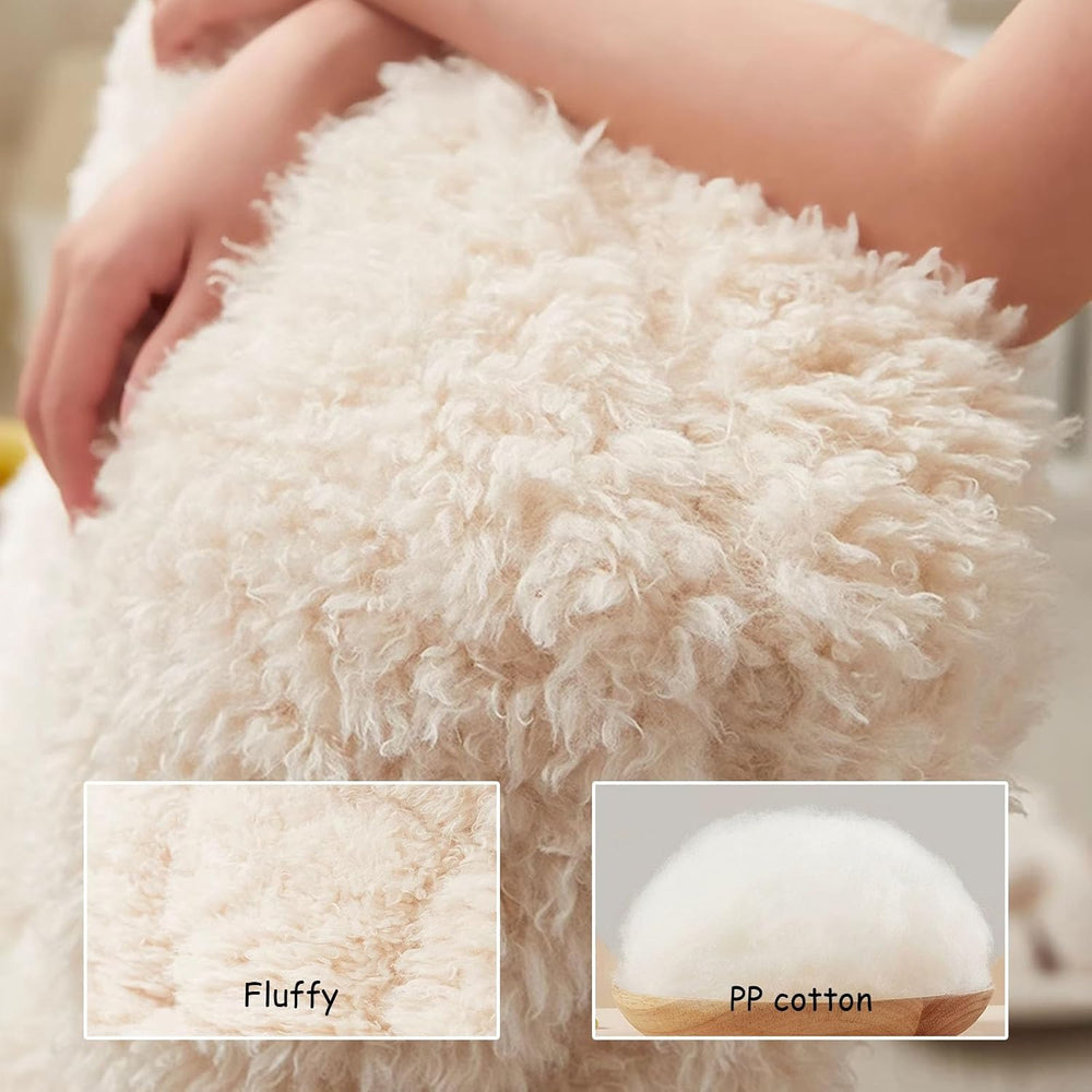 Fluffy Armchairs with Adjustable High Backrest, Rocking Chair with Side Pocke...