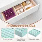 uxcell Stackable Jewelry Storage Tray, Jewelry Tray Drawer Organizer, Small Display Box for Earrings, Necklaces, Rings and Bracelets, Teal