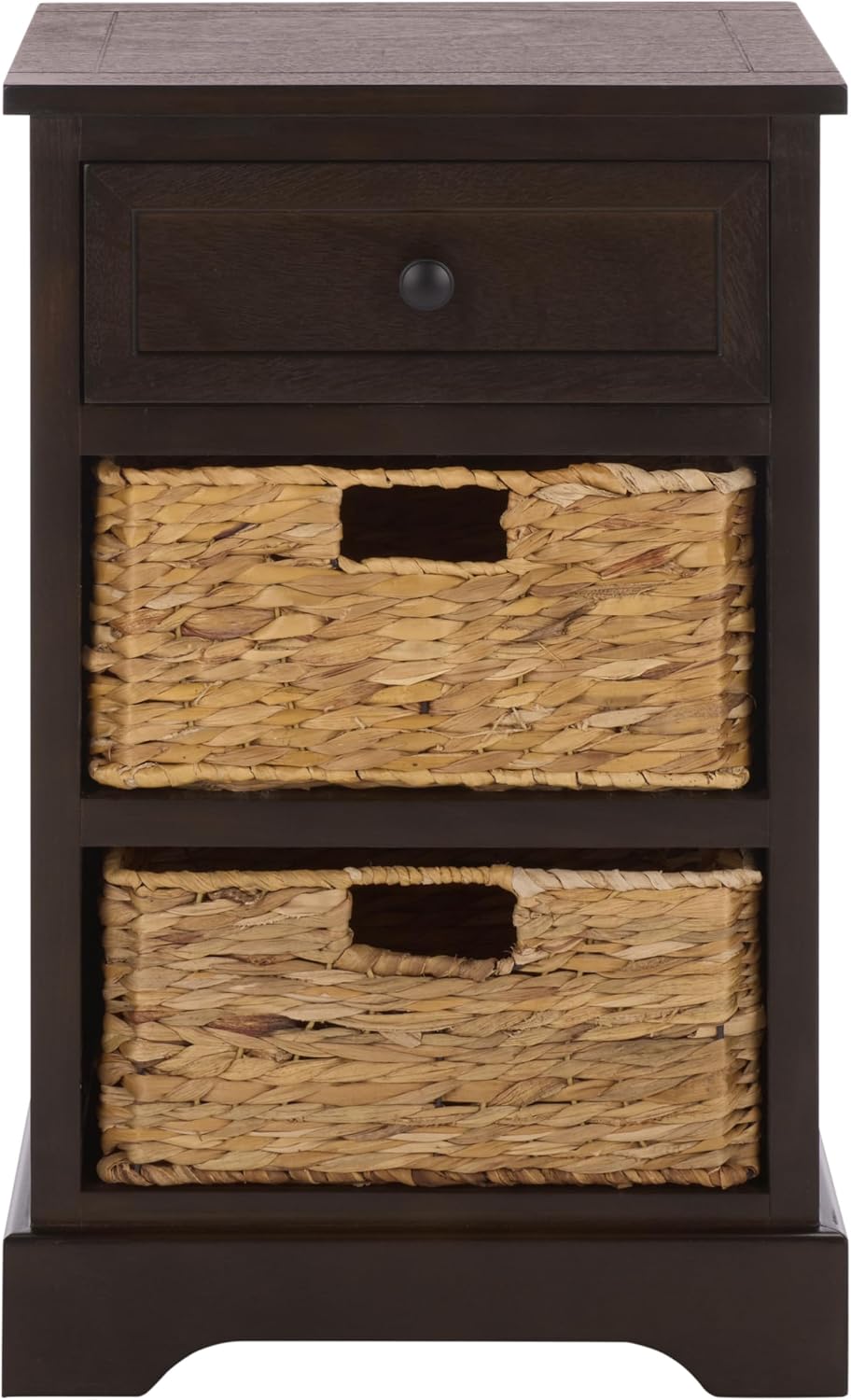 SAFAVIEH Furniture - Carrie 3-Shelf Side Table - Dark Chocolate - Solid Wood - Farmhouse Tiered Design - Ideal for Living Room, Entryway, Home Office, 16"W x 13"D x 26"H - Fully Assembled (AMH5700H)