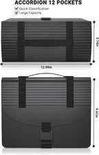 Expanding File Folders with Handle,Accordion File Organizer 13 Expandable Pockets,Portable Filing Box,Adjustable Support Strap,Colored Tabs,Paper Bills Documents Organizer,A4/Letter Size