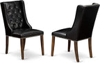 East West Furniture X777FO749-7 7 Piece Dining Room Furniture Set Consist of a Rectangle Dining Table with X-Legs and 6 Black Faux Leather Upholstered Chairs, 40x72 Inch, Multi-Color