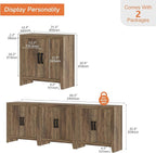 WAMPAT Farmhouse TV Stand for TVs up to 85 Inch, Rustic Wood Entertainment Center & Media Console with 6 Storage Doors, Accent Cabinet for Living Room, Hallway, Rustic Brown