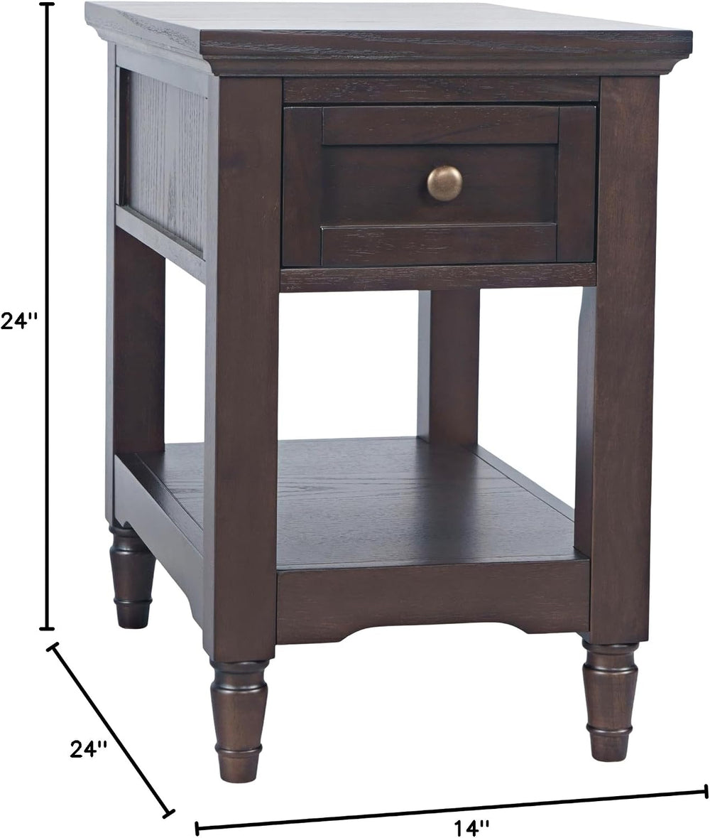 Brentwood Modern Transitional Chairside End Table with Drawer and Storage She...