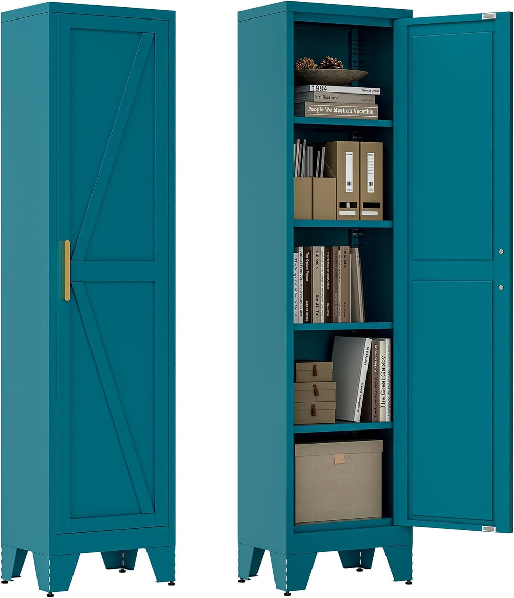 Washsemba 67'' Farmhouse Metal Storage Cabinet with Barn Doors, Steel...