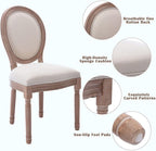 Nrizc French Country Dining Chairs Set of 4, Farmhouse Fabric Chairs with Round Back, Solid Wood Legs, Oval Side Chairs for Kitchen/Bedroom/Dining Room