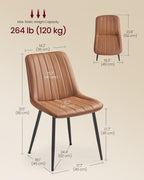 VASAGLE Dining Chairs Set of 4, Upholstered Kitchen Chairs, Synthetic Leather, Max. Load 264 lb, Steel Legs, Curved Backrest, for Dining Room, Caramel Brown and Ink Black ULDC090KN03-2J