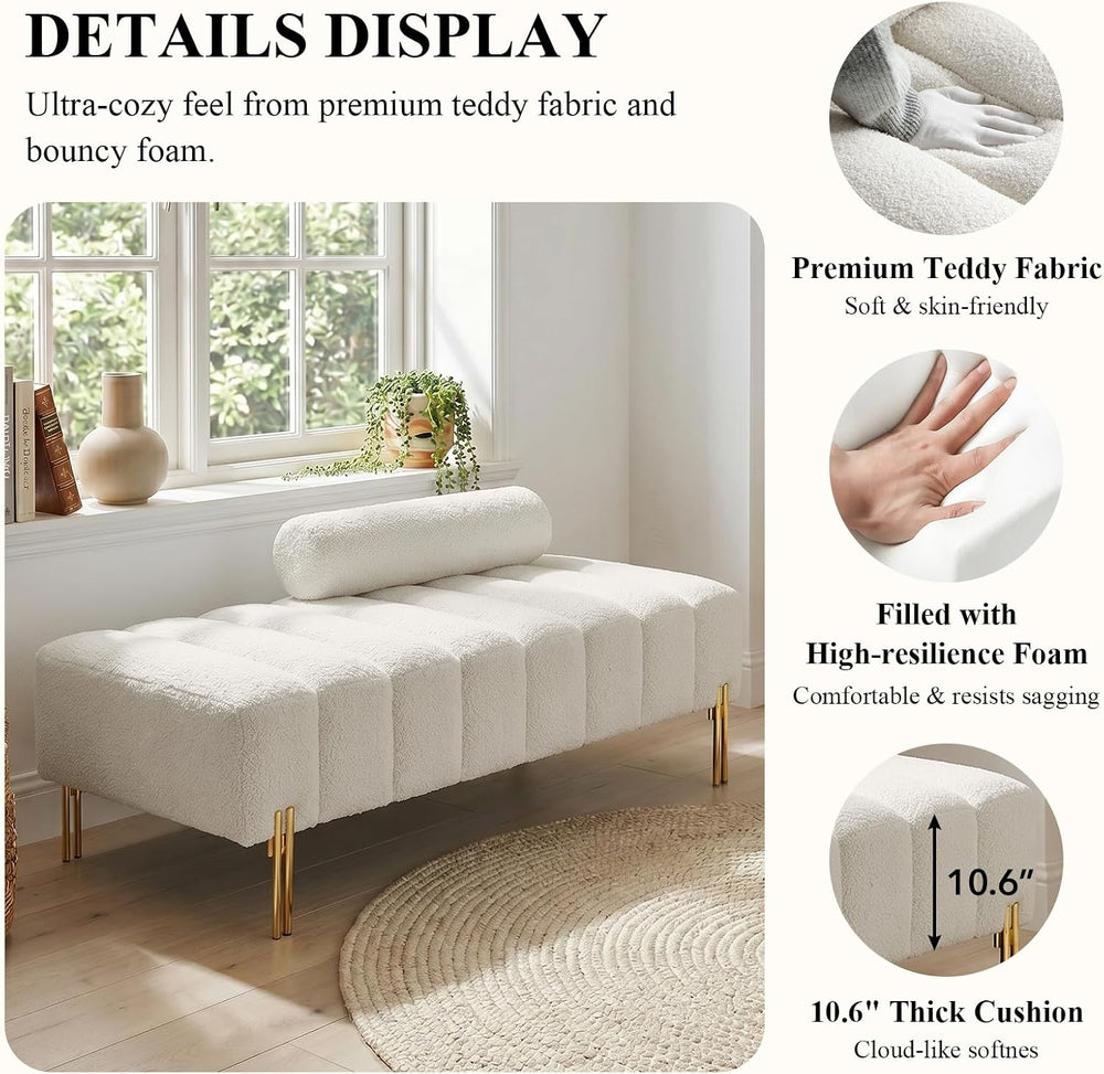 Ottoman Bench, Loveseat Sofa Couch with Adjustable Backrest | 53.2" Acce...