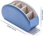 Remote Control Holders Organizer Box with 5 Compartment PU Leather Multi-functional Office Desk Storage Caddy Store Tv Remote for Media Player,Brush,Pencil,Glassees&Office Supplies (Champagne Blue)