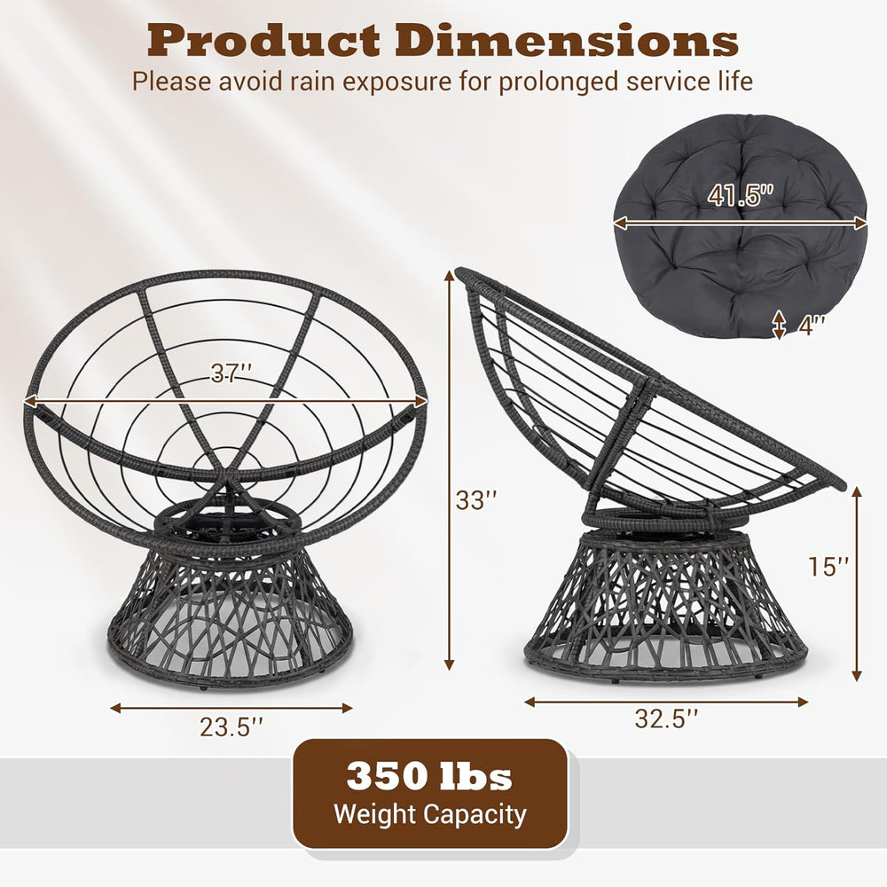 Giantex Wicker Papasan Chair with Soft Thick Cushion and High Capacity Metal ...