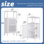 HITNET Bamboo Bathroom Storage Cabinet, 4 Tier Small White Floor Cabinet with Single Door, Free Standing Slim Narrow Storage Organizer for Bedroom Living Room