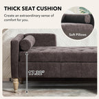 NIOIIKIT 65" Corduroy Upholstered Storage Ottoman Bench with Pillows Coffee | Large Entryway Bench with Wood Leg, End of Bed Bench with Straight Armrest, Window Bench for Bedroom, Living Room