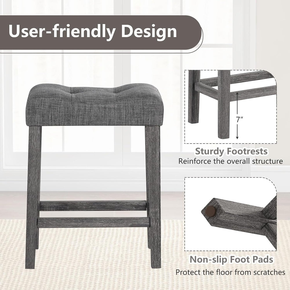 Giantex 24" Bar Stools Set of 4, Backless Counter Height Saddle Bar Stoo...