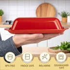 Butter Dish with Lid and Knife, Durable Countertop & Fridge Butter Keeper, Melamine Butter Container Holiday Kitchen Gift, Heart Design – Red