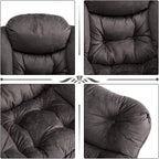 HollyHOME Modern Fabric Large Lazy Chair, Accent Oversized Comfy Reading Chair, Thick Padded Cozy Lounge Chair with Armrest, Steel Frame Leisure Sofa Chair for Living Room, Bedroom, Dorm, Coffee Grey