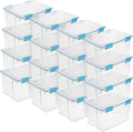 Sterilite 16-Pack Gasket Box, Weather-Resistant Storage Bins with Latching Lids, 54 Quart - Heavy-Duty Organizing Containers for Closet, Bathroom, and Office