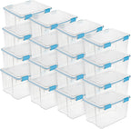 Sterilite 16-Pack Gasket Box, Weather-Resistant Storage Bins with Latching Lids, 54 Quart - Heavy-Duty Organizing Containers for Closet, Bathroom, and Office