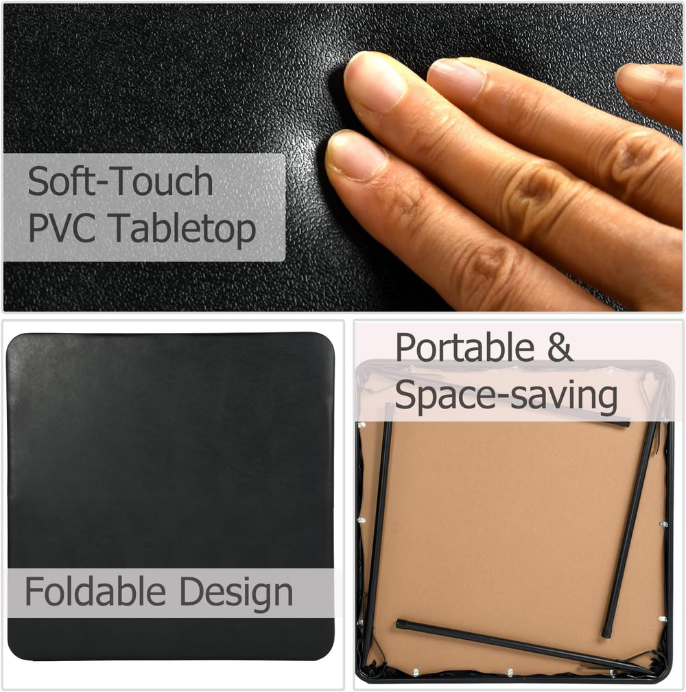 FurnitureR Square Folding Card Table 34 Inch, No Assembly Portable Table for ...