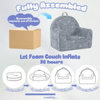 MeMoreCool Kids Chair, Glow Grey Dinosaur Kids Couch Sofa for Ages 3+ | Glow grey dinosaur kids chair, cozy foam armchair for reading corner, plush seat for playroom and kids room