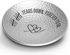10 Year Anniversary Aluminum Gifts, 10th Wedding Anniversary Jewelry Tray For Wife Husband Her Him, Ripple Textured 4" Ring Holder Dish - Ten Years Decoration Ideas Tin Gift for Parents Men Women