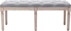 chairus Fabric Upholstered Dining Bench - Classic Entryway Ottoman Bench Bedroom Bench with Rustic Wood Legs - Gray