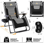 Colegence Oversized Padded Zero Gravity Lounge Chair, Foldable Patio Anti Gravity Reclining Chairs Folding Lawn Recliner with Cup Holder for Yard, Camping, Outdoor, Support 350 LBS, Black