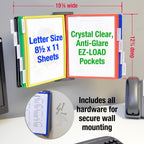 Ultimate Office AdjustaView 10-Pocket Wall Reference Organizer with Easy-Load Pockets and Mounting Screws