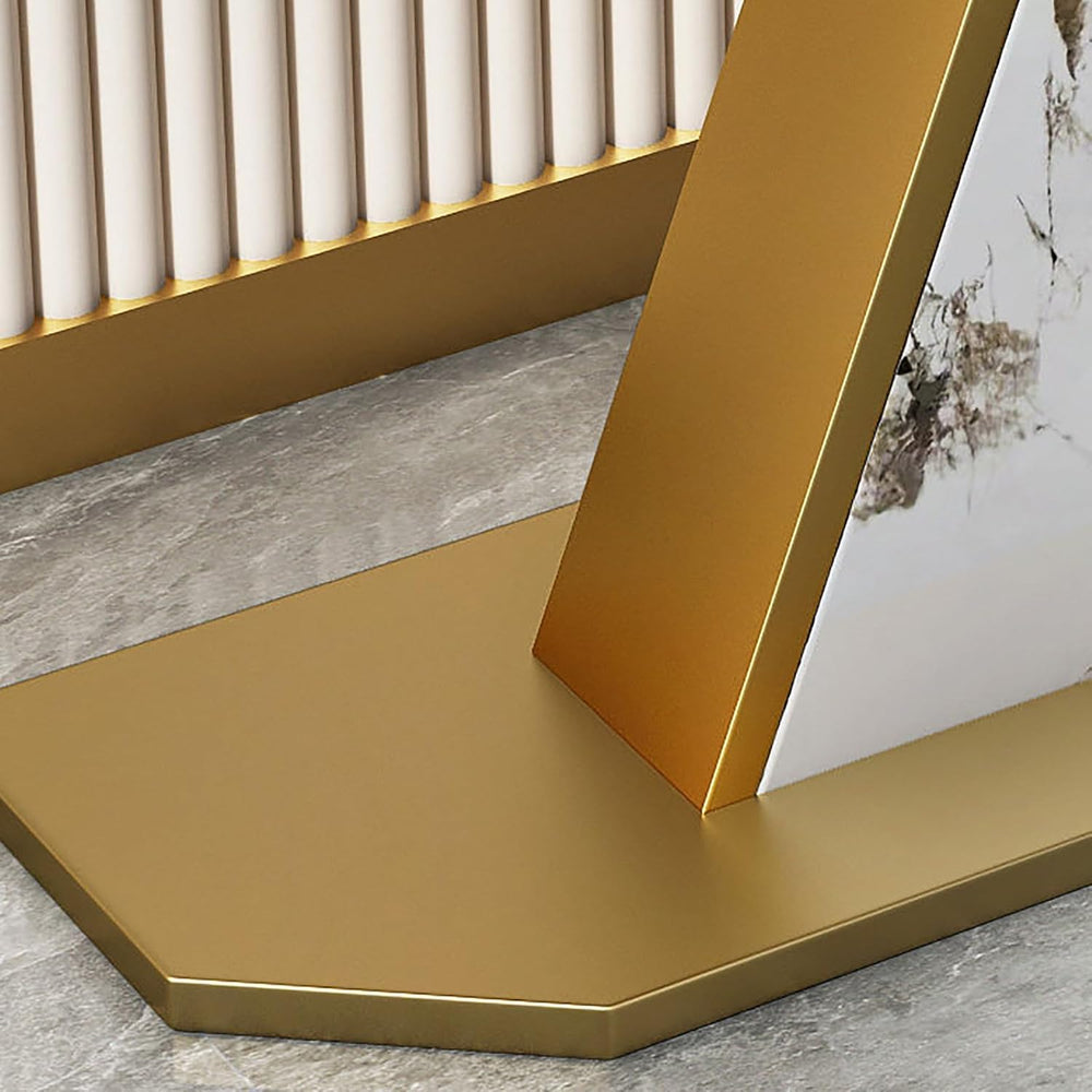 Modern Console Table Rock Panel with Metal Frame Long Accent Foyer Table for ...