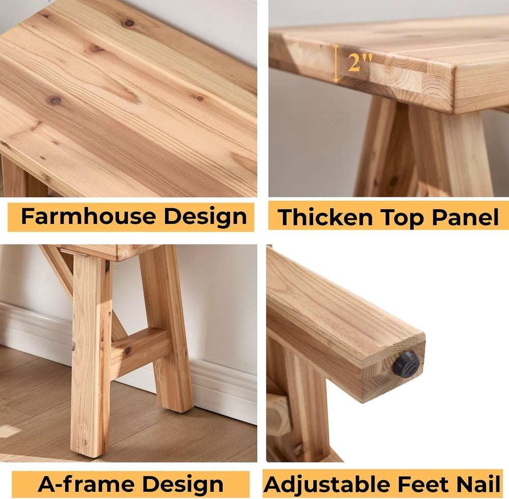 Solid Wood Entryway Bench, 30" Rustic Small Wooden Bench Narrow Farmhous...