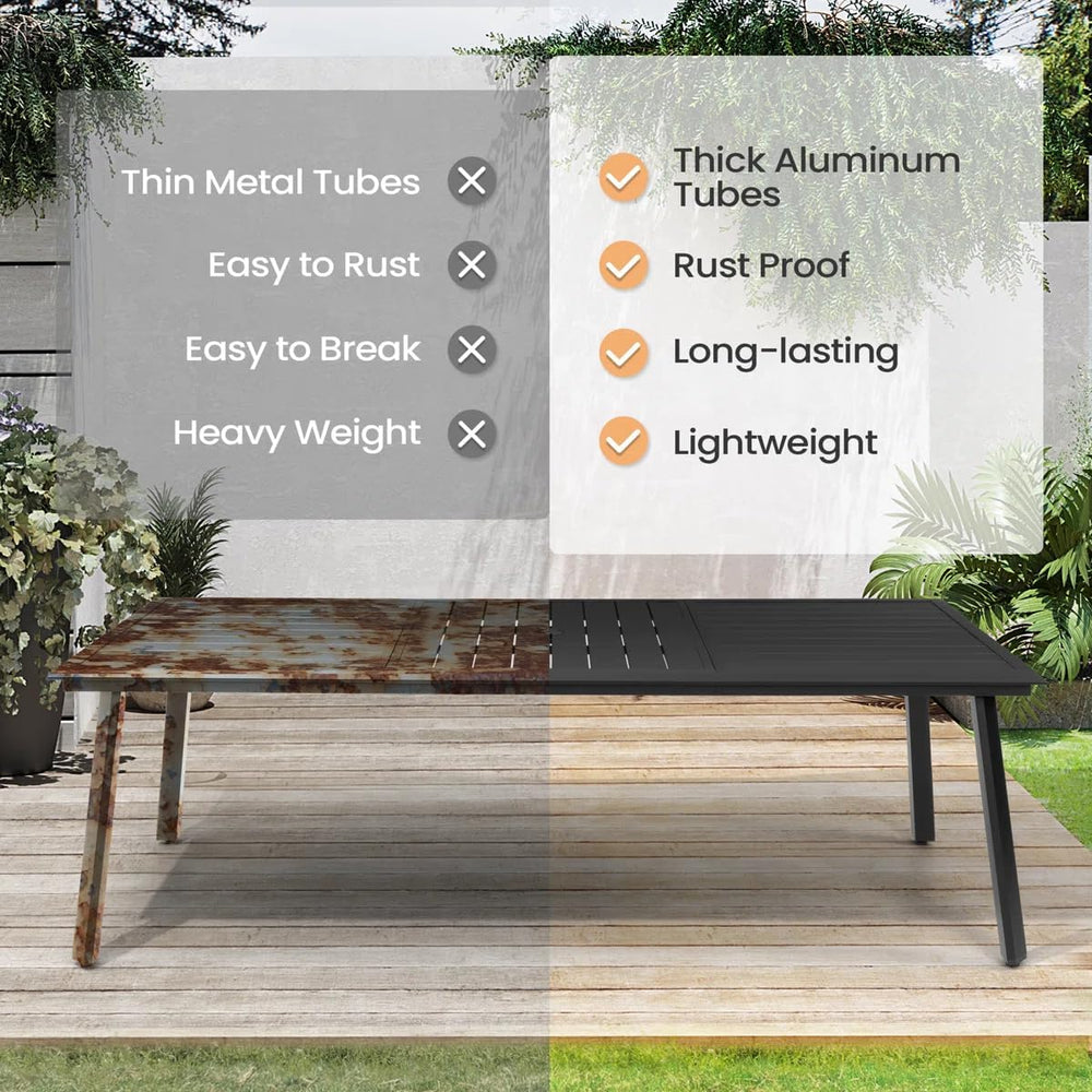 7 Piece Outdoor Dining Set for 6, Aluminum Table & Wicker Chairs
